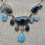 Loft NWT Shades of Blue Drop Dangle Beaded Statement Necklace 20" Collar Bib Photo 3