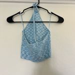 Kendall + Kylie  Pacsun Ribbed Blue Halter High Neck Tank Top Summer Knit Shirt Photo 1