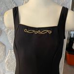 Longitude Vintage Black Gold One Piece Swim Suit With open Back-See Measurements Photo 3