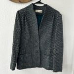Vintage Chester Weinberg Green Multicolor Woven Stitch Double Breasted Blazer Size 12 Photo 1