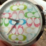 Coach Swiss watch logo pastel white genuine leather strap water resistant Photo 6