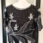 Vintage Hand Stitched Black Sequin Beaded Silk Top Size M Photo 1