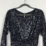 Free People NWT  Gisele Sequin Mini Dress Black Silver Off Shoulder Cocktail Photo 4