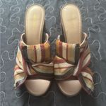 Nine West  Byron Striped Bow Block Heeled Slide On Sandal Open Toe 9M Photo 1