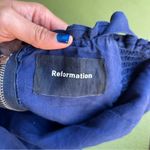 Reformation Blue  Linen Dress with Ruffle Detail Photo 4