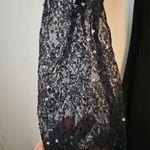 American Living Dress Elegant Black Lace Long Sleeves Sequin V-Neck Faux Wrap Photo 4