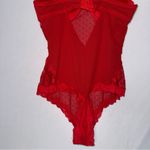 Vampcore Lace Mesh Bodysuit PushUp Bra Lingerie Red Size M Photo 6