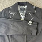 Dennis Basso NWT Women's Black Trench Coat White Trim Size S Minimalistic Chic Photo 0