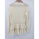 Peruvian Connection Cream Alpaca Wool Blend Ruffle Cardigan Sweater Large Photo 2