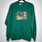 American Vintage Vintage 90s y2k 2000s Green crewneck sweatshirt yellow Lab Labrador dogs puppy Photo 7