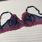 Wacoal 34DD Embrace Lace Blue Pink Floral Bra Underwire Unlined 65191 Photo 11