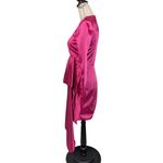 Mac Duggal Asymmetrical Draped Long Sleeve Mini Dress Magenta Size 2 Pink Photo 4
