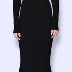 Bardot  Black Long Sleeve Keyhole Ribbed Dress Photo 0