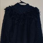 NWT Stellah New York Women’s Crochet Fringe Black Turtleneck Sweater Photo 1