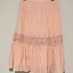 Lucky Brand  Crochet Boho Midi Skirt peach pink size small Photo 0