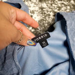 Torrid  Blue Textured Dot Chiffon V-Neck Dress Photo 7