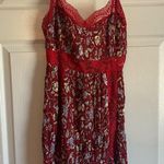 Free People NWT  size small last night mini slip dress cherry red combo dainty Photo 0