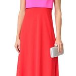 Jill Stuart Lovely Duo Gown
 red pink color block formal evening crepe dress Photo 13