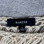 Kaktus Crochet Knit Top Cover Up Beige Open Knit Boho Festival Womens Large Tan Photo 4