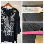 Solitaire  Embroidered‎ Boho Blouse Womens 3X Black Casual Cottage Church  READ Photo 1
