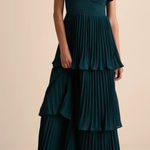 Lulus  Teal Pleated Flutter Maxi Dress Photo 0