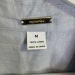 Magaschoni Women’s 100% Linen Ocean Blue Tunic Blouse Top Pockets W-287 Sz M Photo 3