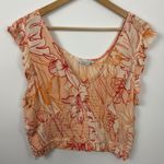 Patrons of Peace  Floral Print Crop Top Ruffle Flutter Sleeve Boho Medium Photo 0