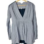Free People All Who Wander Blue Stripe Wrap Long Sleeve M Photo 2
