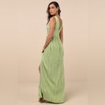 Lulus LULU’S Melitta Lime Green Plisse Sash Maxi Dress Photo 4