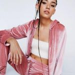 Nasty Gal Pink Premium Velour Slim Zip Up Hoodie Photo 0