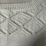 Loft  Ivory Knit Sweater Diamond crochet Stitch Crewneck Size Medium Photo 6