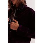 Free People We The Free Suzy Flocked Denim Jacket NWT Wine Burgundy Size M Photo 11