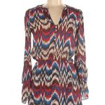 Parker | Multicolored 100% Silk Long Sleeve Mini Dress Sz XS Photo 4