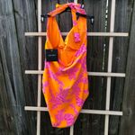 Ellen Tracy  Women's Coral print pink & orange Halter One Piece Swimsuit size 10 Photo 3