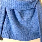 Mango  off the shoulder textured knit light blue sweater size Large Photo 7