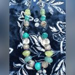 Chunky New York & Company Beaded Necklace Teal Blue Green & Clear Beads 24" NY Photo 2