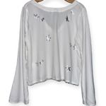 Bella Dahl Women’s S White Silver Stars Tie Button Back Long Sleeve Blouse Top Photo 1