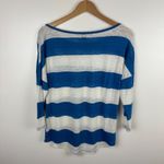 Tommy Bahama Womens 100% Linen Striped Top Sz Small Blue Boat Neck Beachy Comfy Photo 4