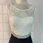 City Studio White Black Sparkle Lace Embellished Waist Formal Gown Size 0 Photo 1