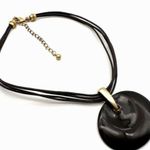 Chico's Chico’s leather multi cord layered enamel coated pendant necklace espresso brown Photo 1