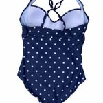 Kona Sol Swimsuit One Piece Size Medium 8-10 Polka Dot Navy And White Retro NWT Photo 1
