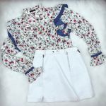 NWT En Saison Ruffle Floral Print Blouse Size Small Blue Photo 5