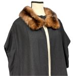 Vintage 1950s 1960s Lilli Diamond Black Wool Swing Coat Real Mink Fur Collar Size L Photo 2