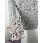 Sundance  Crochet Lace Overlay Long Sleeve Top Small S Heather Gray Photo 1