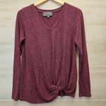 Sunday in Brooklyn {S}  Maroon Marl Twist Front Long Sleeve Blouse Top Photo 0