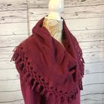 Anthropologie Angel of the north tassel Cowl neck sweater burgundy size small Photo 7