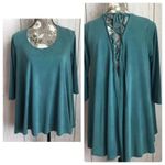 Cherish  3/4 sleeve tunic  with lace up back Size large Photo 1