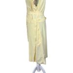 Athleta Newport Wrap Dress Yellow Pinstripe Short Sleeve Belted Midi Athletic L Photo 6