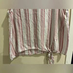 BeachLunchLounge Size Large White and Red Stripe Loose Fit Tank Photo 2