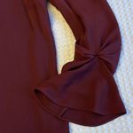 Naked Zebra M Burgundy Blouse Wine Red Round Jewel Neck Long Ruffle Sleeves Photo 5